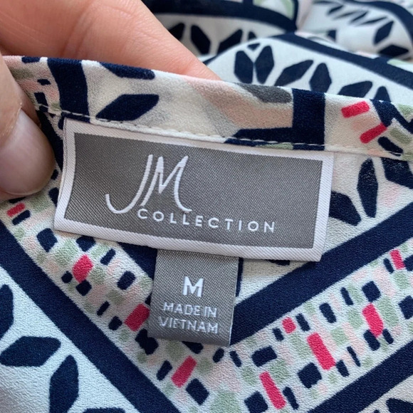 JM Collection Blouse Top Woman Medium Beaded Abstract Flowy Kimono Sleeve M29 - Picture 7 of 10
